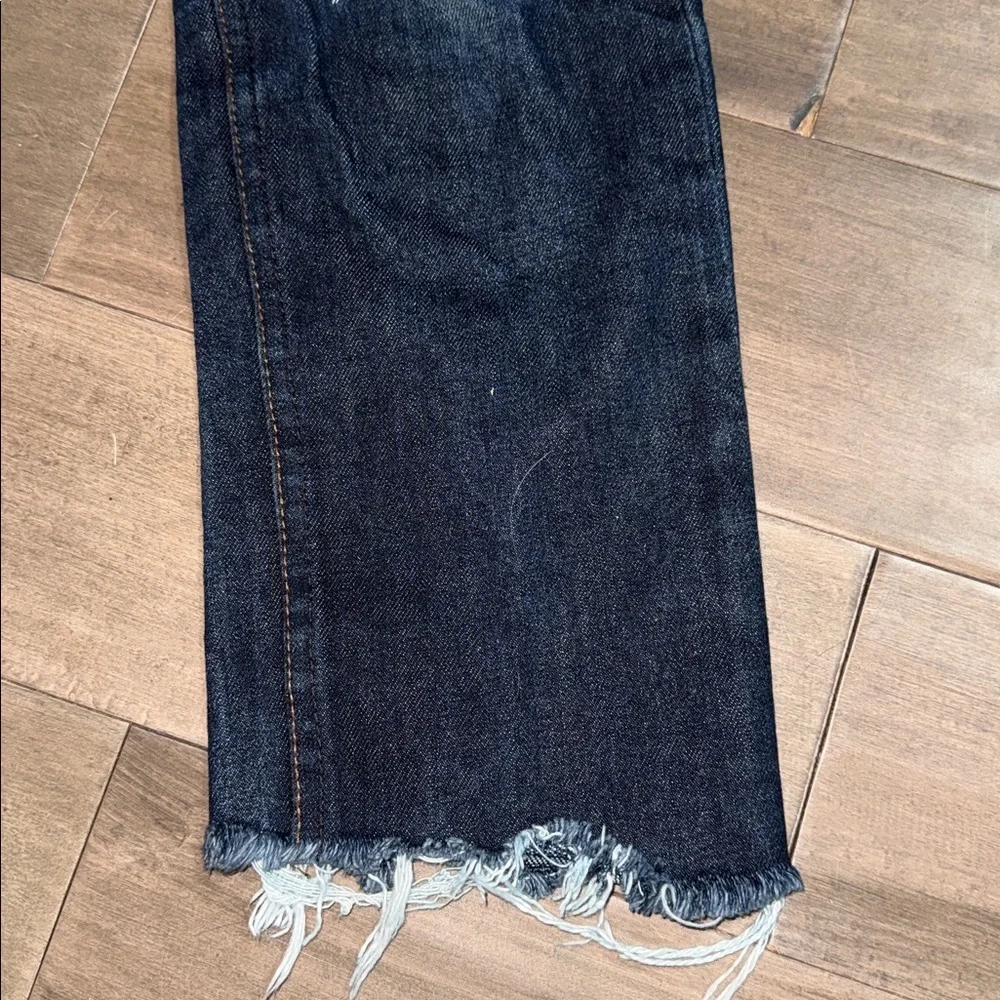 The Unbranded Brand Selvedge Raw Hem Denim Jeans Dark Wash Blue SZ 28